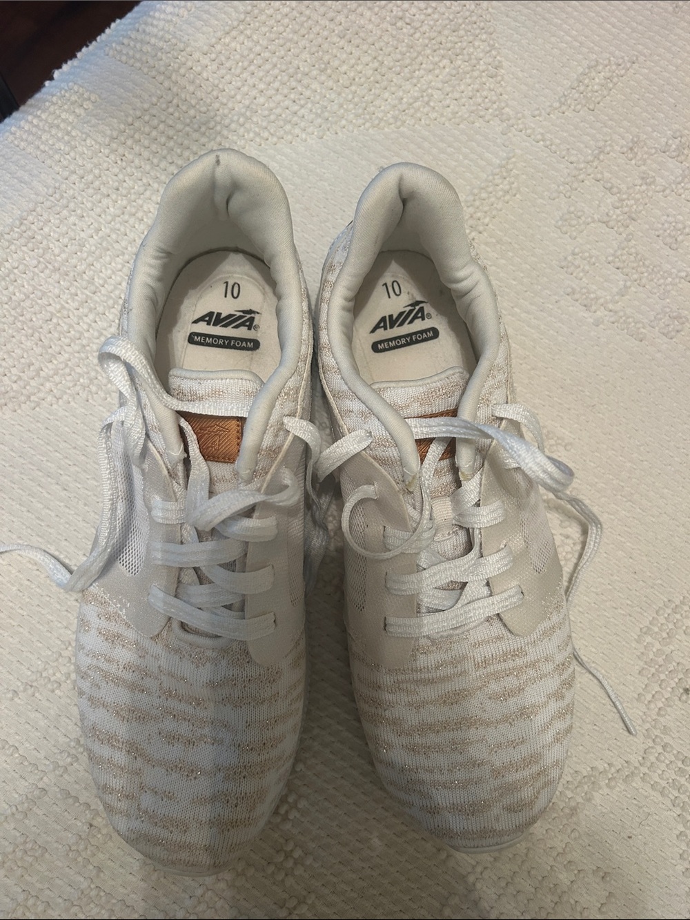 Avia White and Light Tan Women's Sneakers
